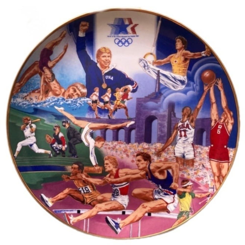 1984 Los Angeles Olympics Plate Limited Edition Collectors Fine Porcelain Sports